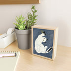  white cat on a blue background Mini Art Print Gallery Image 2