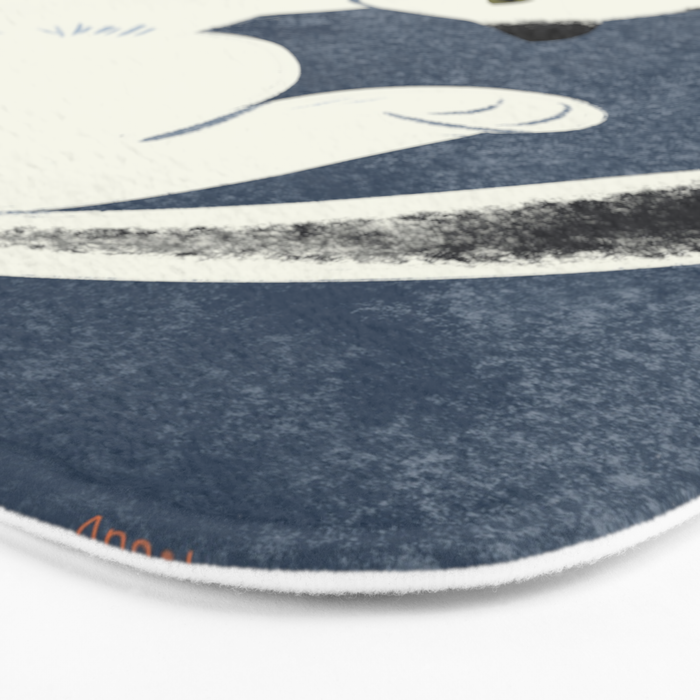  white cat on a blue background Bath Mat Gallery Image 3