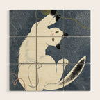  white cat on a blue background Wood Wall Art Gallery Image 1