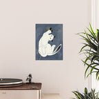  white cat on a blue background Poster Gallery Image 2