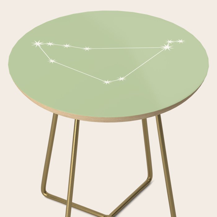 Capricorn Zodiac Star Constellation Line Art Soft Green Side Table Gallery Image 2