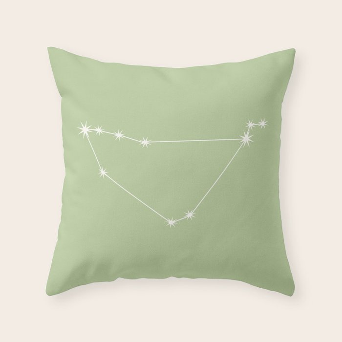 Capricorn Zodiac Star Constellation Line Art Soft Green Throw Pillow Gallery Image 6