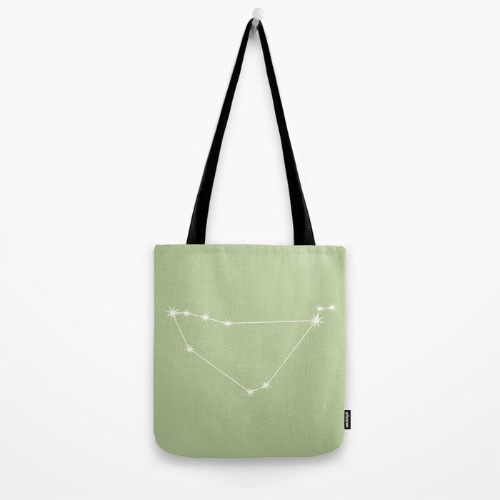 Capricorn Zodiac Star Constellation Line Art Soft Green Tote Bag Gallery Image 2