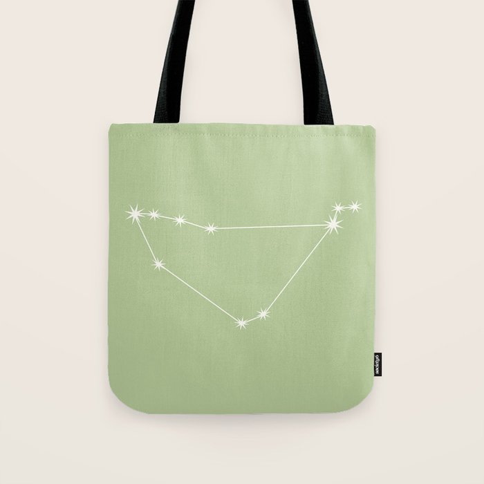 Capricorn Zodiac Star Constellation Line Art Soft Green Tote Bag Gallery Image 1