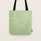 Capricorn Zodiac Star Constellation Line Art Soft Green Tote Bag Gallery Image 1