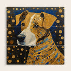 Gustav Klimt Style Brown Dog with Striped Coat Wood Wall Art Gallery Image 1