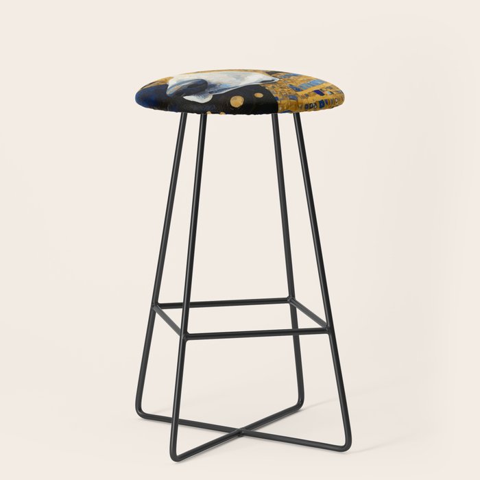 Gustav Klimt Style Brown Dog with Striped Coat Stool Gallery Image 1