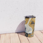Gustav Klimt Style Brown Dog with Striped Coat Travel Mug Gallery Image 4
