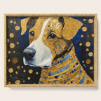 Gustav Klimt Style Brown Dog with Striped Coat Serving Tray Gallery Image 1