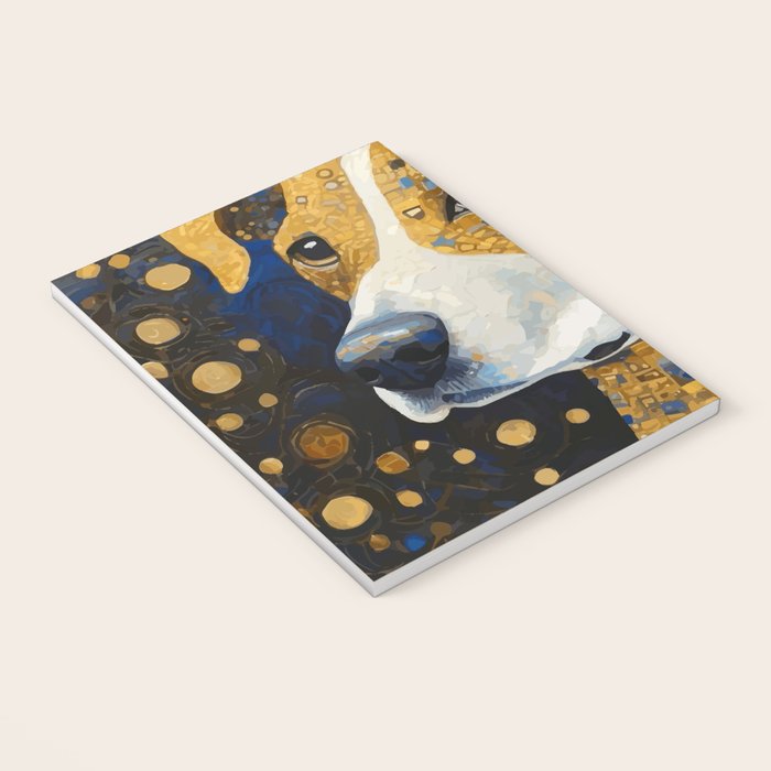 Gustav Klimt Style Brown Dog with Striped Coat Notebook Gallery Image 3