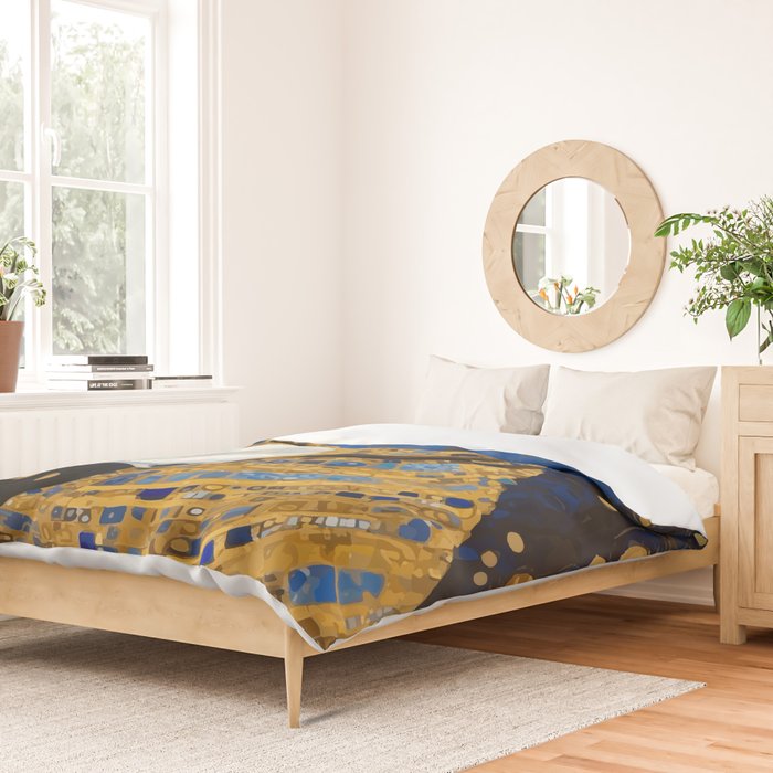 Gustav Klimt Style Brown Dog with Striped Coat Duvet Cover Gallery Image 2