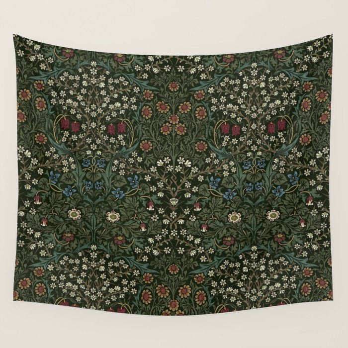 William Morris Vintage Blackthorn Green 1892 Wall Tapestry Gallery Image 4
