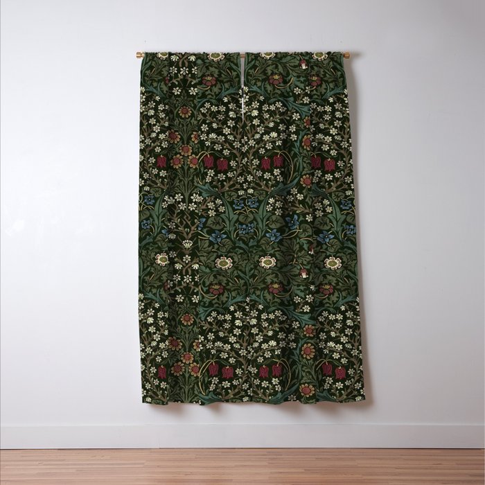 William Morris Vintage Blackthorn Green 1892 Window Curtain Gallery Image 3