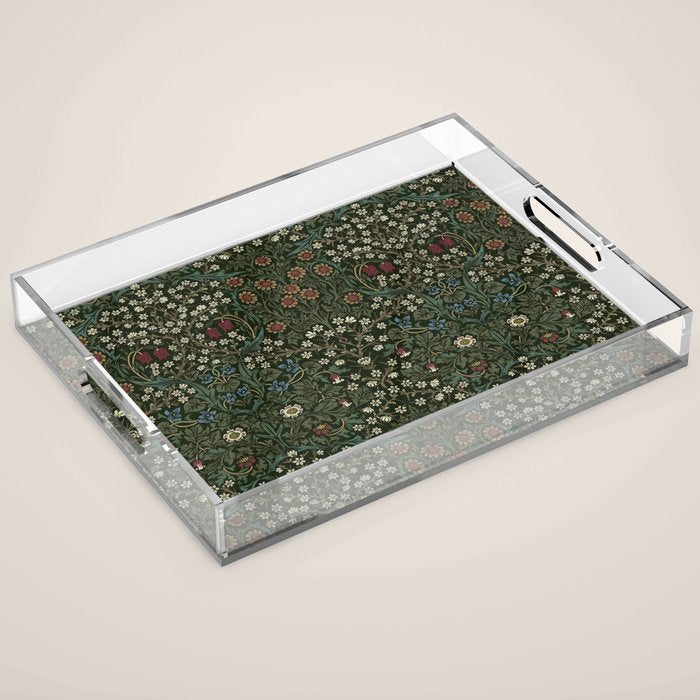 William Morris Vintage Blackthorn Green 1892 Acrylic Tray Gallery Image 1