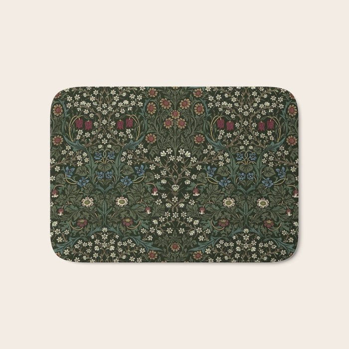 William Morris Vintage Blackthorn Green 1892 Bath Mat Gallery Image 1