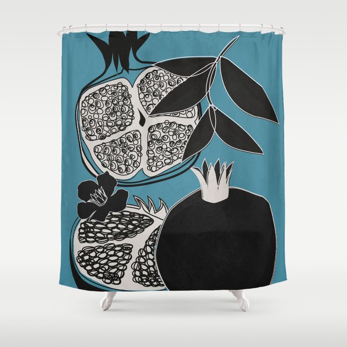 Line Art Pomegranates 4 Shower Curtain Gallery Image 1