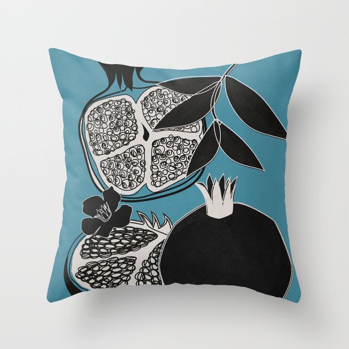 Line Art Pomegranates 4 Throw Pillow Gallery Image 6