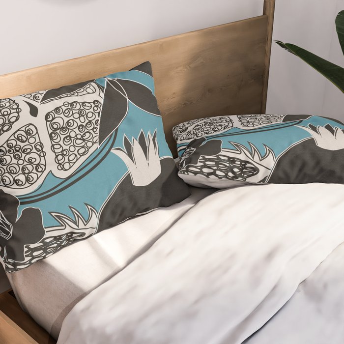 Line Art Pomegranates 4 Pillow Sham Gallery Image 2