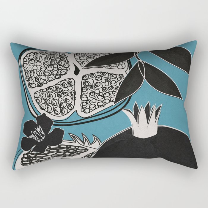 Line Art Pomegranates 4 Rectangular Pillow Gallery Image 2