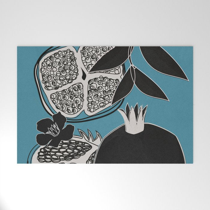 Line Art Pomegranates 4 Welcome Mat Gallery Image 1