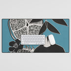 Line Art Pomegranates 4 Desk Mat Gallery Image 1