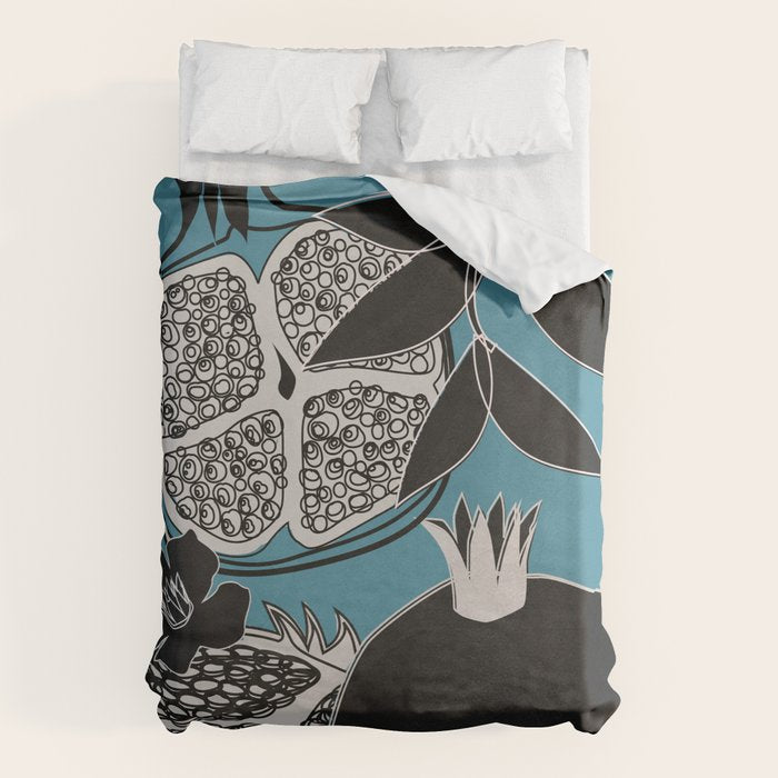 Line Art Pomegranates 4 Duvet Cover Gallery Image 1