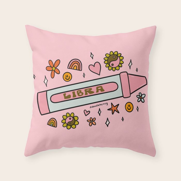 Libra Crayon Throw Pillow Gallery Image 1