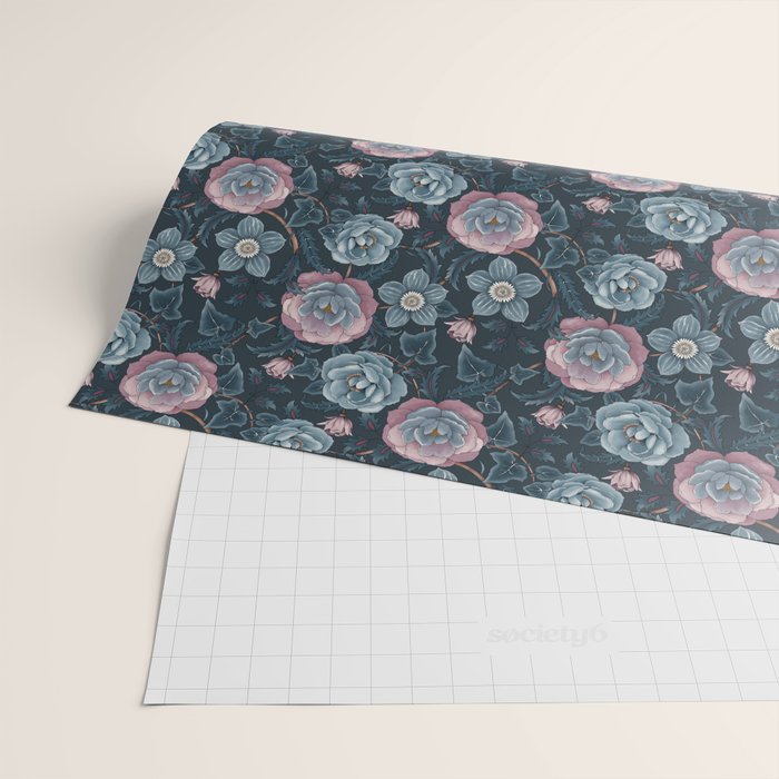 Dark Floral Elegance Wrapping Paper Gallery Image 2