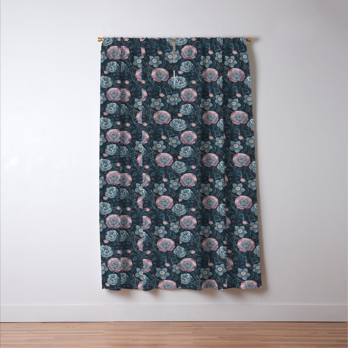 Dark Floral Elegance Window Curtain Gallery Image 3