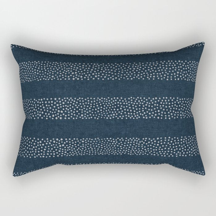 angrand stipple stripes - navy blue Rectangular Pillow Gallery Image 1
