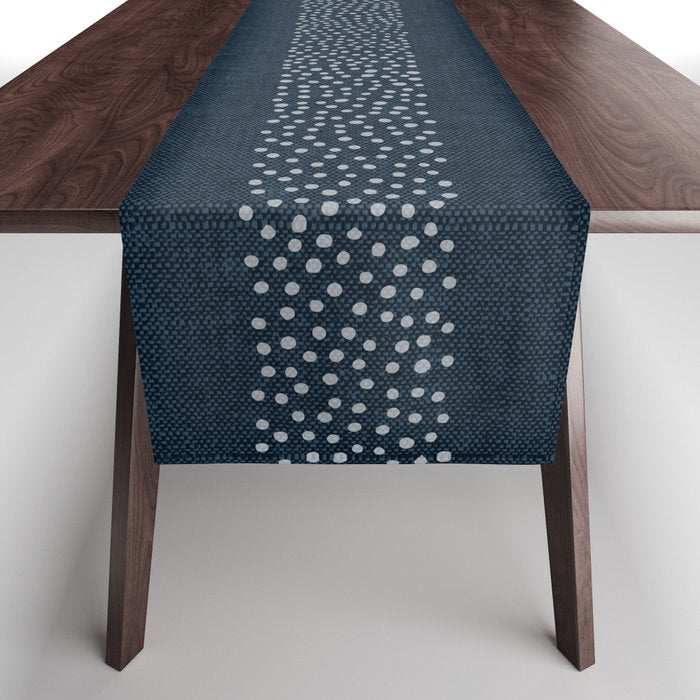 angrand stipple stripes - navy blue Table Runner Gallery Image 1