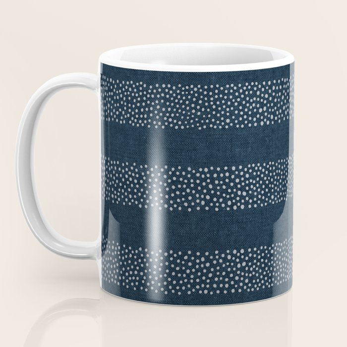 angrand stipple stripes - navy blue Coffee Mug Gallery Image 3