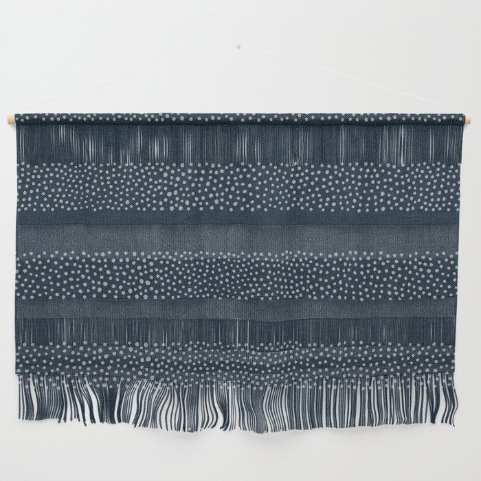 angrand stipple stripes - navy blue Wall Hanging Gallery Image 1