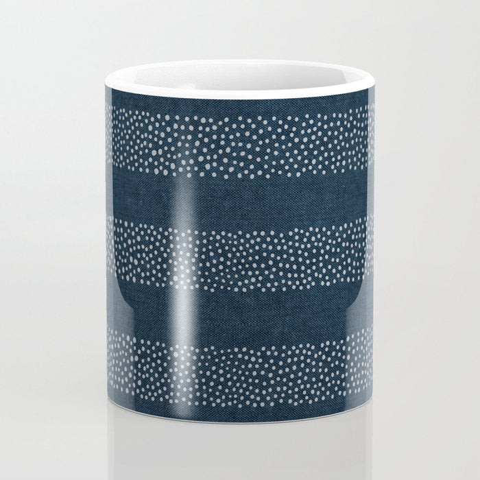 angrand stipple stripes - navy blue Coffee Mug Gallery Image 4