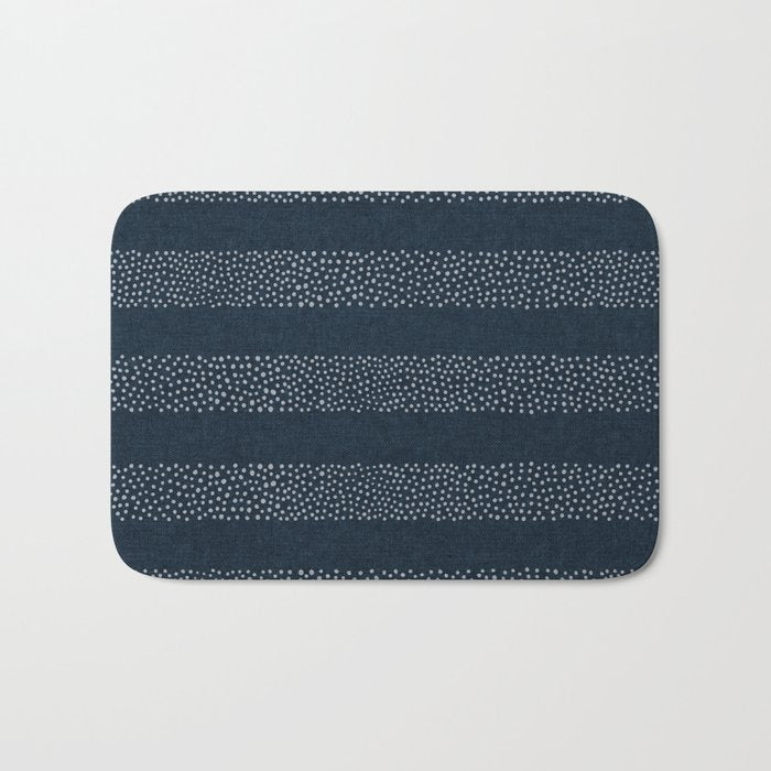 angrand stipple stripes - navy blue Bath Mat Gallery Image 1