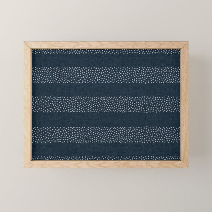 angrand stipple stripes - navy blue Mini Art Print Gallery Image 1