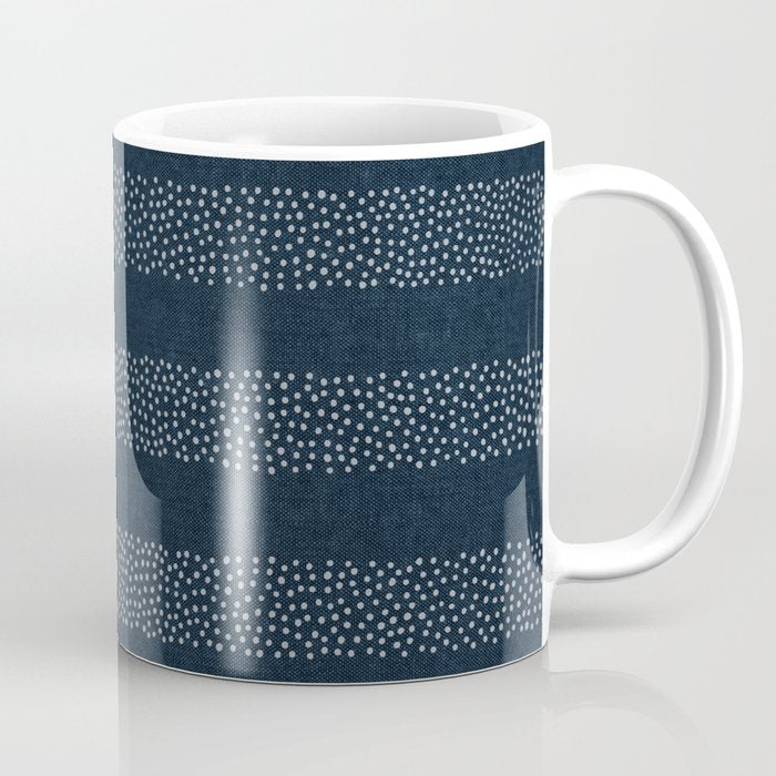 angrand stipple stripes - navy blue Coffee Mug Gallery Image 1