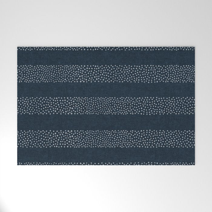 angrand stipple stripes - navy blue Welcome Mat Gallery Image 1