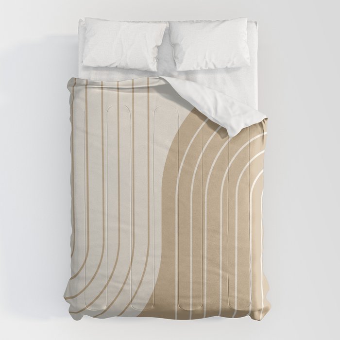 Two Tone Line Curvature LXV Earthy Boho Modern Arch Abstract Comforter Gallery Image 6