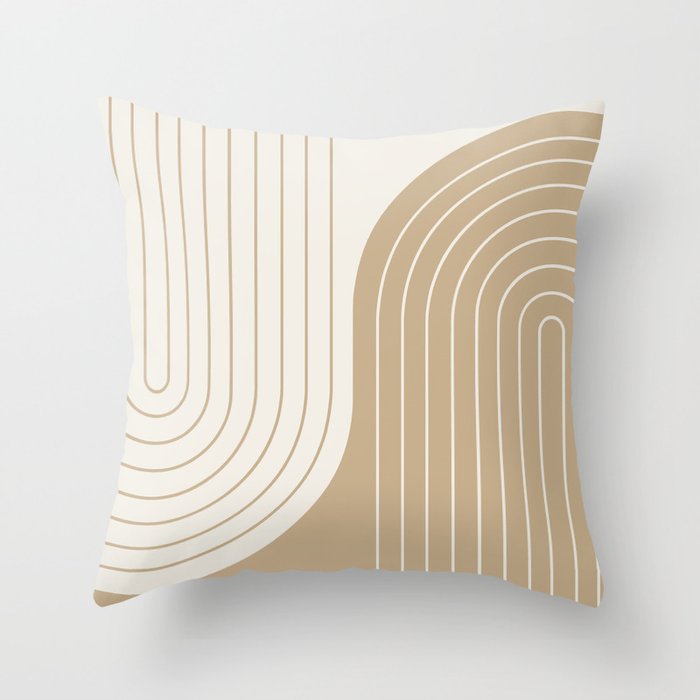 Two Tone Line Curvature LXV Earthy Boho Modern Arch Abstract Throw Pillow Gallery Image 1