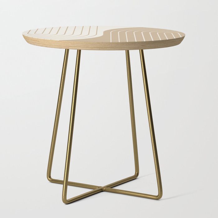 Two Tone Line Curvature LXV Earthy Boho Modern Arch Abstract Side Table Gallery Image 1