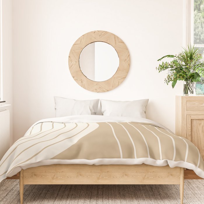 Two Tone Line Curvature LXV Earthy Boho Modern Arch Abstract Duvet Cover Gallery Image 3