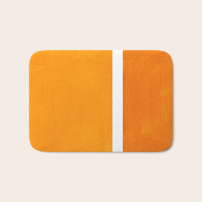 Antique Yellow  & Yellow Ochre Mid Century Modern Abstract Minimalist Rothko Color Field Squares Bath Mat Gallery Image 1