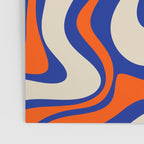Bold and Groovy Retro Liquid Swirl Abstract Pattern Cobalt Blue and Orange Poster Gallery Image 3