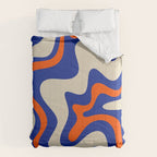 Bold and Groovy Retro Liquid Swirl Abstract Pattern Cobalt Blue and Orange Comforter Gallery Image 6