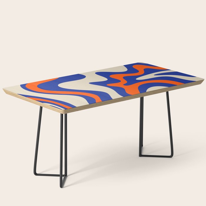 Bold and Groovy Retro Liquid Swirl Abstract Pattern Cobalt Blue and Orange Coffee Table Gallery Image 1