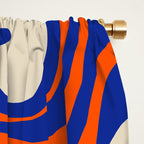 Bold and Groovy Retro Liquid Swirl Abstract Pattern Cobalt Blue and Orange Window Curtain Gallery Image 2