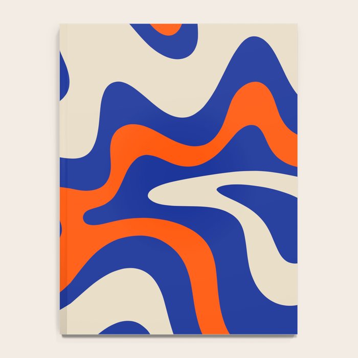 Bold and Groovy Retro Liquid Swirl Abstract Pattern Cobalt Blue and Orange Notebook Gallery Image 4