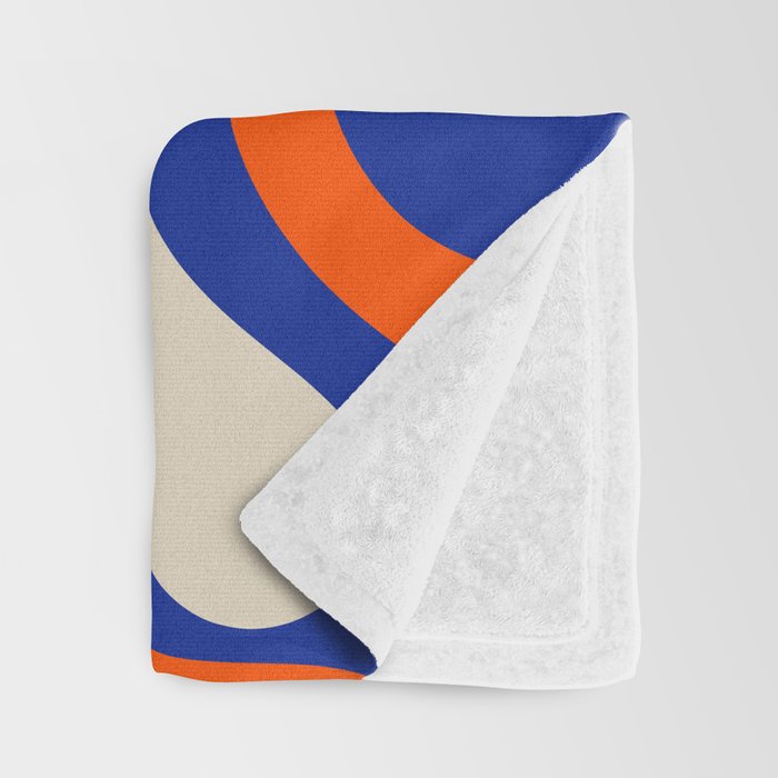 Bold and Groovy Retro Liquid Swirl Abstract Pattern Cobalt Blue and Orange Throw Blanket Gallery Image 3