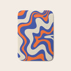 Bold and Groovy Retro Liquid Swirl Abstract Pattern Cobalt Blue and Orange Bath Mat Gallery Image 1